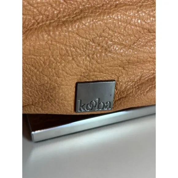 Authentic Kooba Tan Slouchy Leather Hobo Shoulder Bag with Belt Detail - Picture 3 of 9